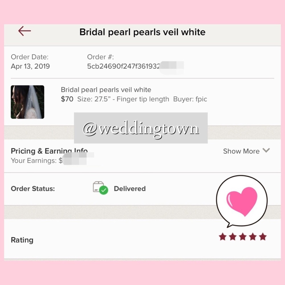 Bridal pearl pearls veil white finger tip length - Picture 7 of 9